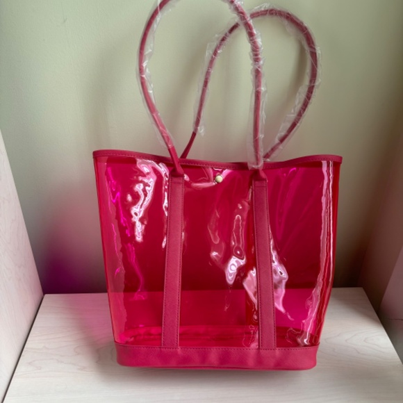 Sale! New Neiman Marcus Pink Tote Bag w/ Pink Wristlet Set - Picture 3 of 5